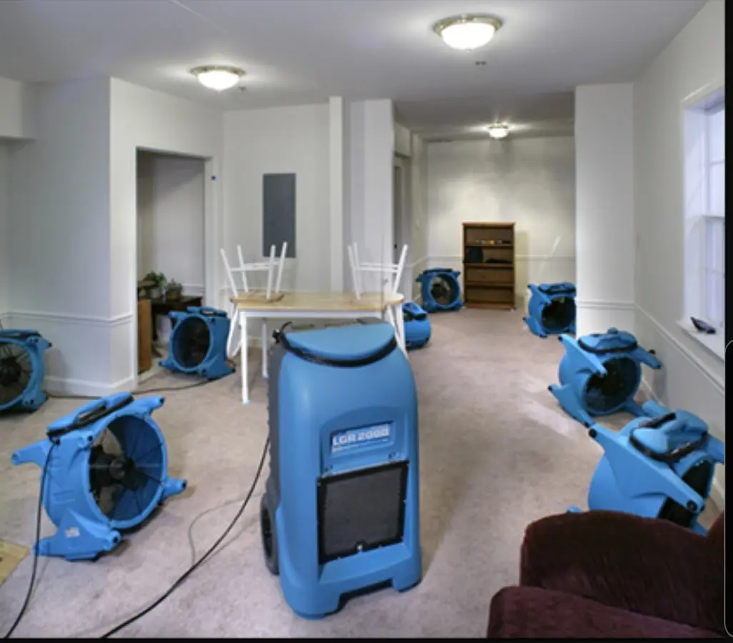 Air movers and dehumidifier setup for Water Extraction & Removal in Deer Park